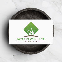Modern Lawn Care/Landscaping Grass Logo White Business Card