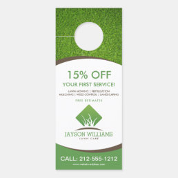 Modern Lawn Care/Landscaping Grass Logo White Door Hanger