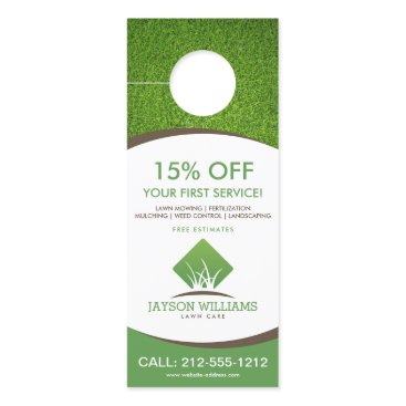 Modern Lawn Care/Landscaping Grass Logo White Door Hanger
