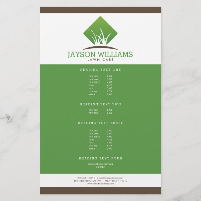 Modern Lawn Care/Landscaping Grass Logo White Flyer (Front)