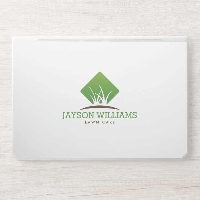 Modern Lawn Care/Landscaping Grass Logo White HP Laptop Skin (Front)
