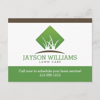 Modern Lawn Care/landscaping Grass Logo White Postcard by 1201am at Zazzle
