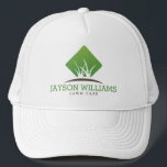 Modern Lawn Care/Landscaping Grass Logo White Trucker Hat<br><div class="desc">A clean and modern logo design of silhouetted blades of grass rest above your name or business name on this personalized trucker hat. Designed for lawn care businesses,  landscaping companies,  garden designers and more. Artwork and design © 1201AM Design Studio</div>