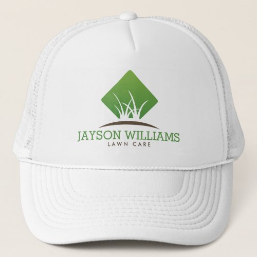 Modern Lawn CareLandscaping Grass Logo White Trucker Hat