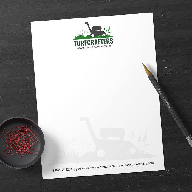 Modern Lawn Care Landscaping Mowing Service Letterhead (Creator Uploaded)