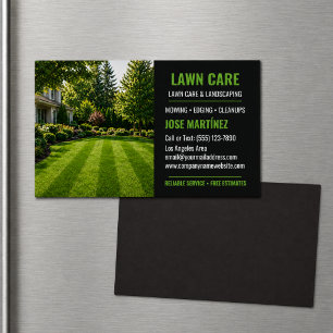 Modern Lawn Care & Landscaping Professional Business Card Magnet