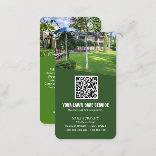 Modern Lawn care photo QR code  Business Card