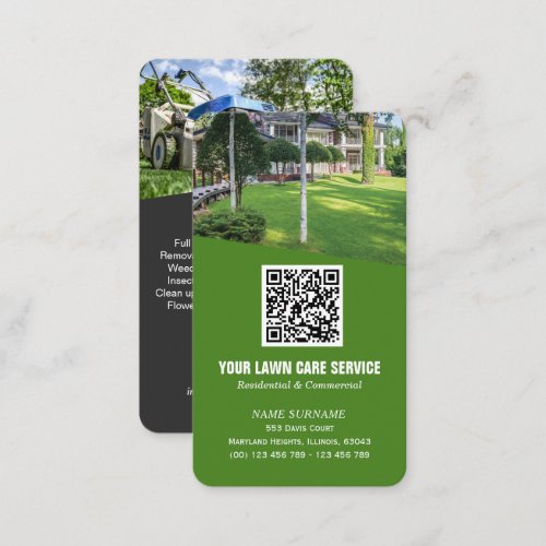 Modern Lawn care photo QR code  Business Card