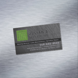 Modern Lawn Care Services /Landscaping Grass Logo Business Card Magnet