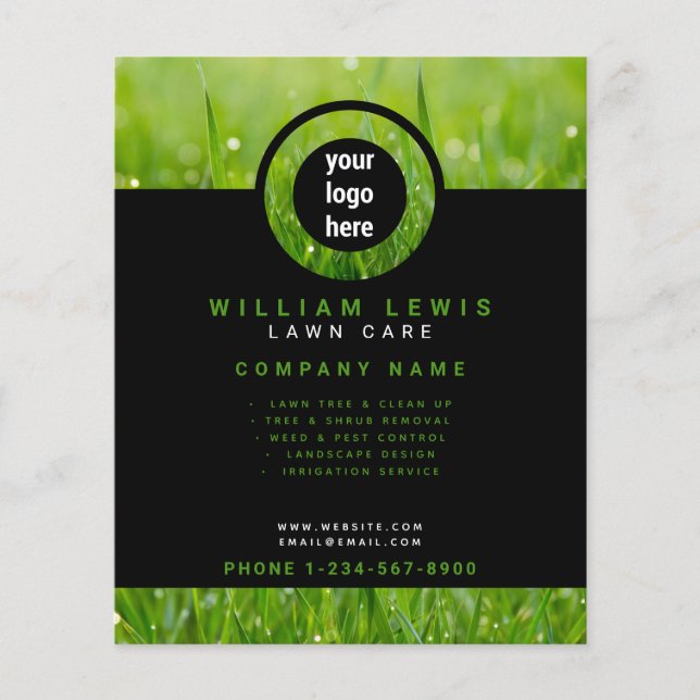 Modern Lawn Care Simple Business Logo Landscaping  Flyer (Front)