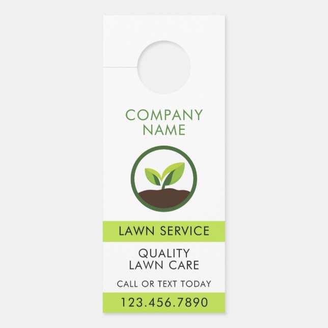 Modern Lawn Landscaping Professional Icon QR Code Door Hanger (Front)