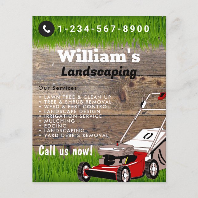 Modern Lawn Mowing Cutting Services, Lawn Care Flyer (Front)