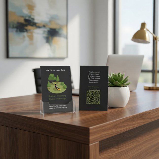 Modern Lawn Mowing Service Business Flyer with QR  (Creator Uploaded)