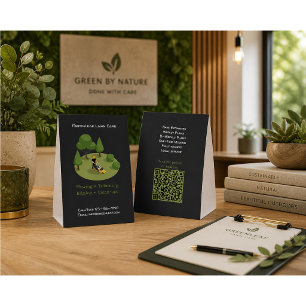 Modern Lawn Mowing Service Business QR Paper Table Tent