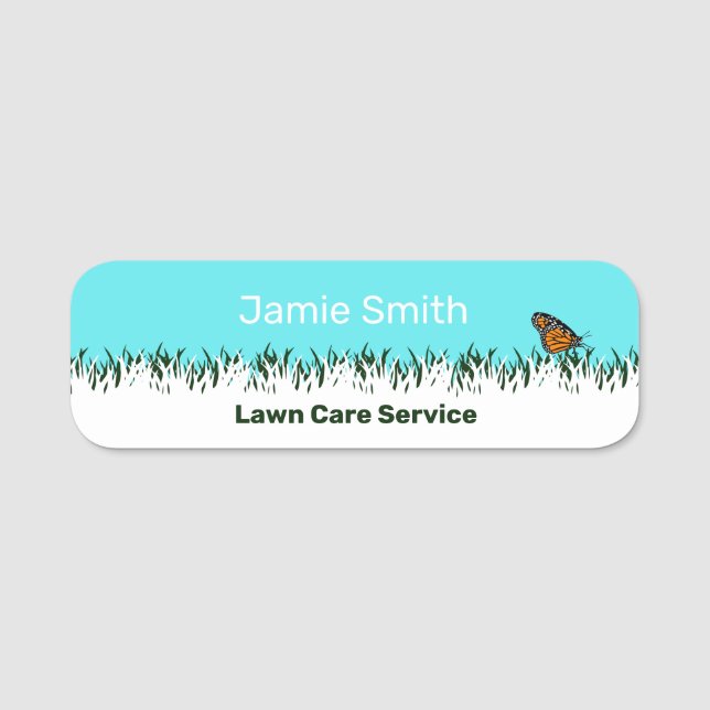 Modern Lawn Service Lawn Silhouette Name Tag (Front)