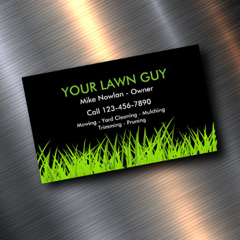 Modern Lawn Service Simple Business Card Magnet by Luckyturtle at Zazzle