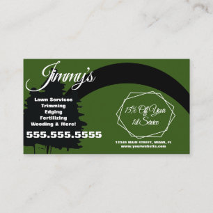 Modern Lawn Services Business Tree Logo B Business Card