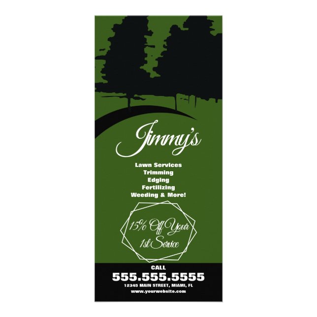 Modern Lawn Services Business Tree Logo B  Rack Card (Front)