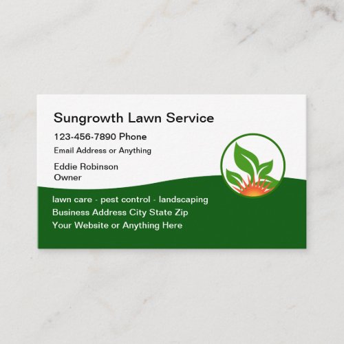 Modern Lawn Services Emblem Business Cards