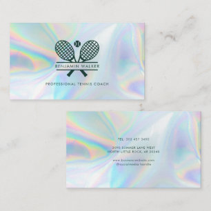Modern Lawn Tennis Coach Holographic Business Card