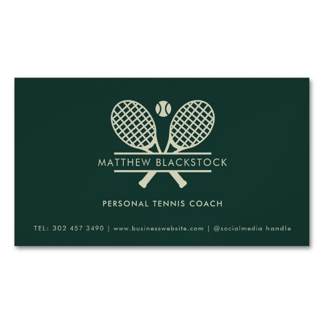 Modern Lawn Tennis Professional Coach Custom Business Card Magnet (Front)