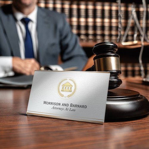 Modern Lawyer Attorney Faux Gold Courthouse Business Card