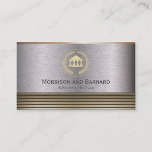 Modern Lawyer Attorney Gold and Silver Courthouse Business Card