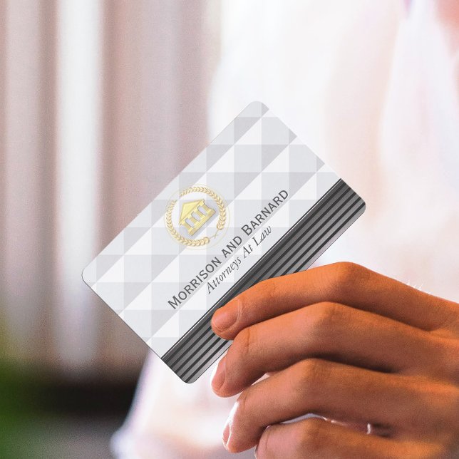 Modern Lawyer Attorney Gold and Silver Courthouse Business Card (Creator Uploaded)