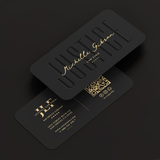 Customizable Modern Lawyer Attorney Notary Monogram Black Business Card