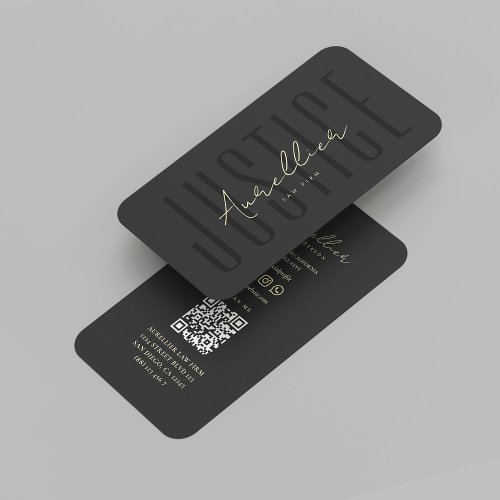 Modern Lawyer Black Gold Justice Law Firm Monogram Business Card