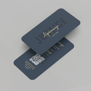 Modern Lawyer Justice Law Solicitor Dark Blue Business Card