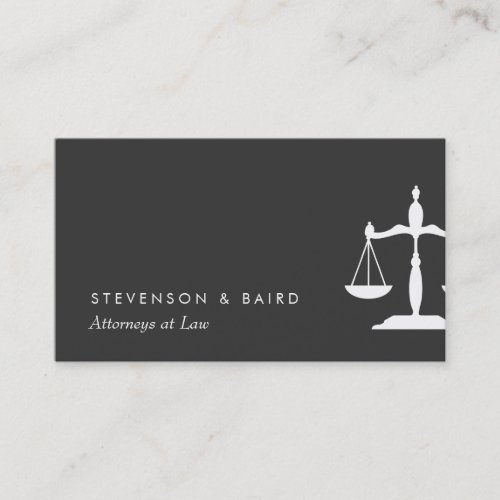 Modern Lawyer Justice Scales Black White  Business Card