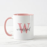 Modern Layered Personalized Pink Monogram Mug at Zazzle