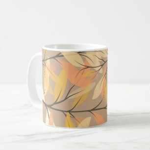 Modern Leaf and Branch Autumn Pattern Coffee Mug