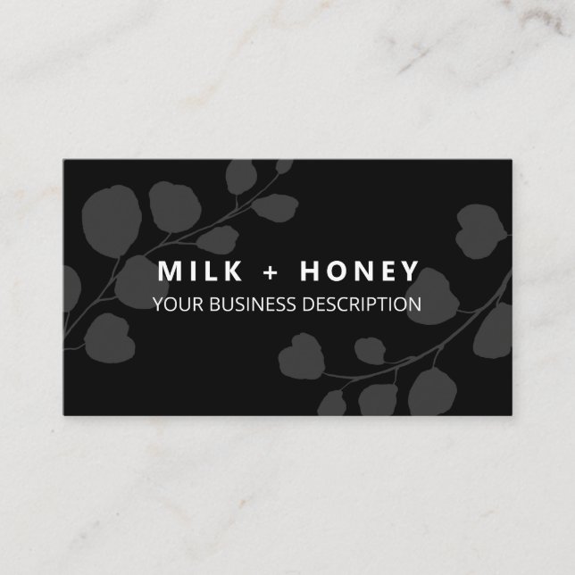 Modern Leaf Black Bath And Body Business Card (Front)