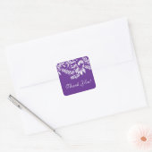 Modern Leaf Damask Thank You Postage Stamp Square Sticker (Envelope)