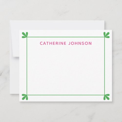 Modern Leaf Embellished Frame Personalized Note Card