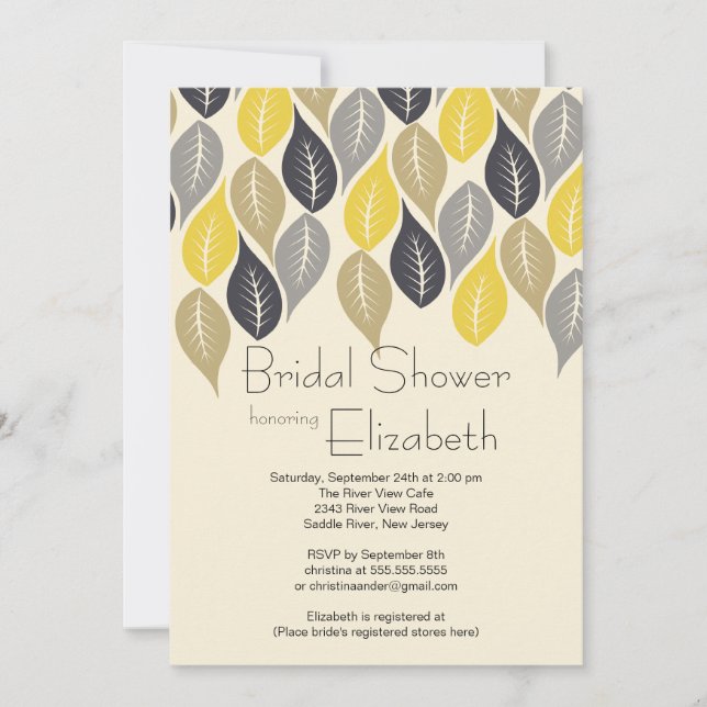 Modern Leaf Fall Bridal Shower Invitation (Front)