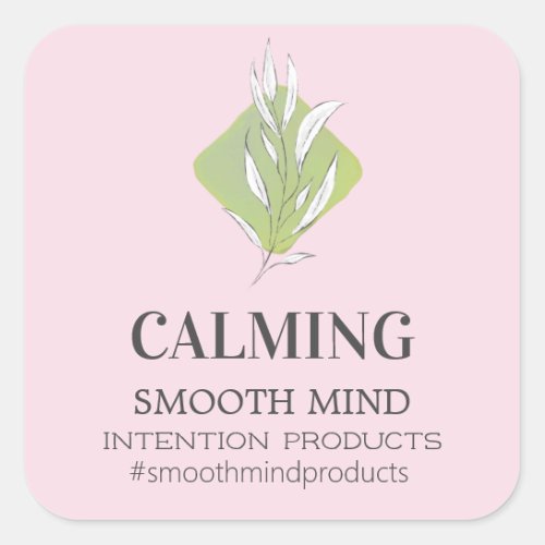 Modern Leaf Logo Pink Green Candle Product Labels