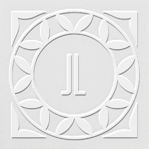 Modern Leaf Monogram Initial Embosser
