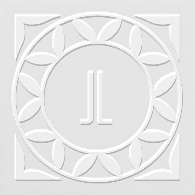 Modern Leaf Monogram Initial Embosser (Design)
