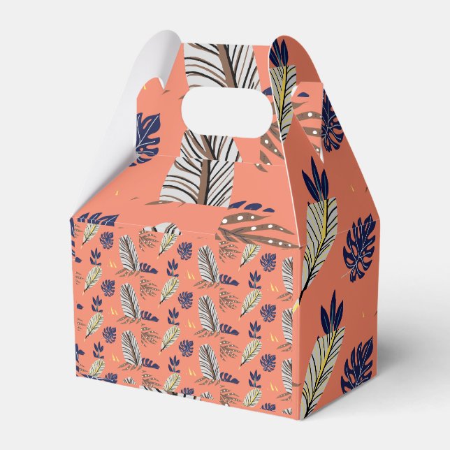 Modern Leaf Pattern Party Supplies Favor Boxes (Front Side)