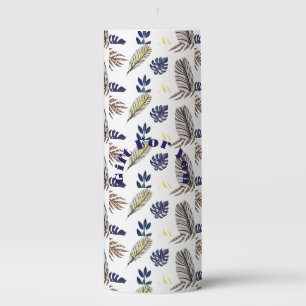 Modern Leaf Pattern Pillar Candle