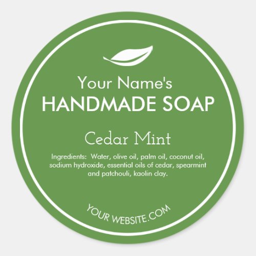 Modern Leaf Personalized Soap Labels Round Color