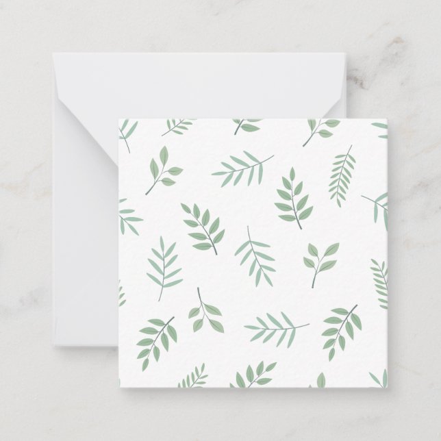 Modern Leaf Print Note Card in Compact Square Size (Front)