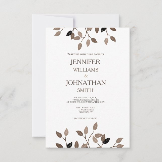 Modern leaf wedding invitations (Front)