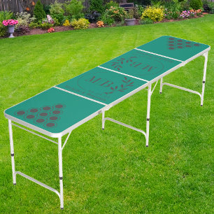 Modern Leaf Wedding Monogram Dk Aqua Beach Breeze Beer Pong Table