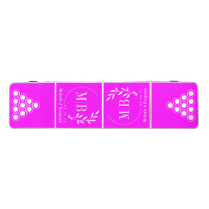 Modern Leaf Wedding Monogram Electric Retro Pink Beer Pong Table