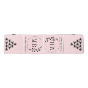 Modern Leaf Wedding Monogram Pink Whisper & Black Beer Pong Table