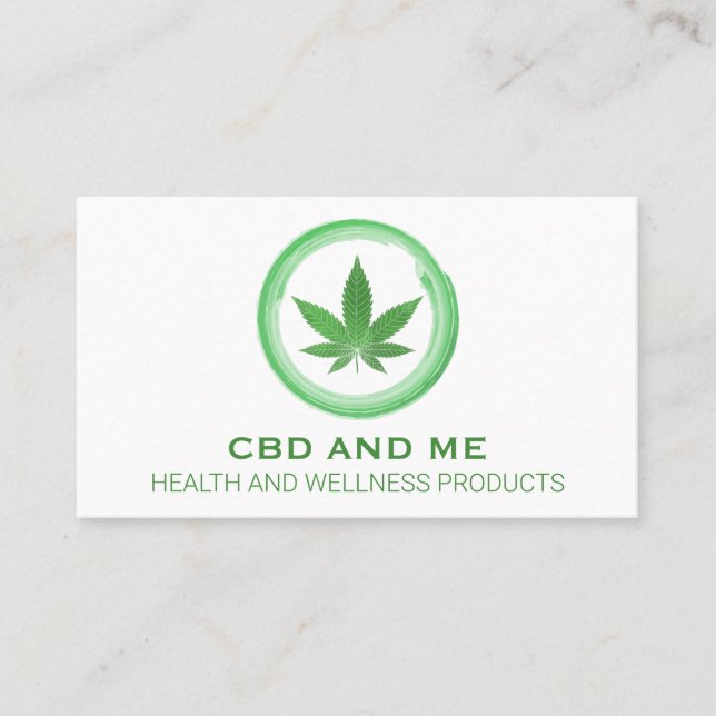 Modern Leaf White CBD Business Card (Front)
